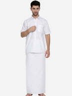 Ramraj Cotton Mens Half Sleeve Formal Poly Cotton White Shirt