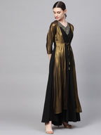 Ahalyaa Women's Black Crepe Dress with Attached Jacket - Distacart