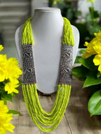 Inhanns Saree Shobha Statement Necklace - Neon Green Necklace