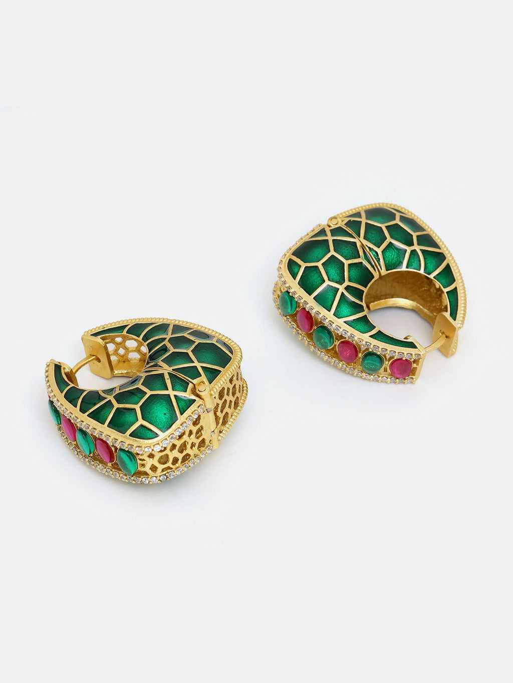 Ruby Raang Gold Polished Kundan Work Multi-Color Loops