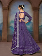 Purple Georgette Embroidery Work Lehenga Choli - Jihu Culture