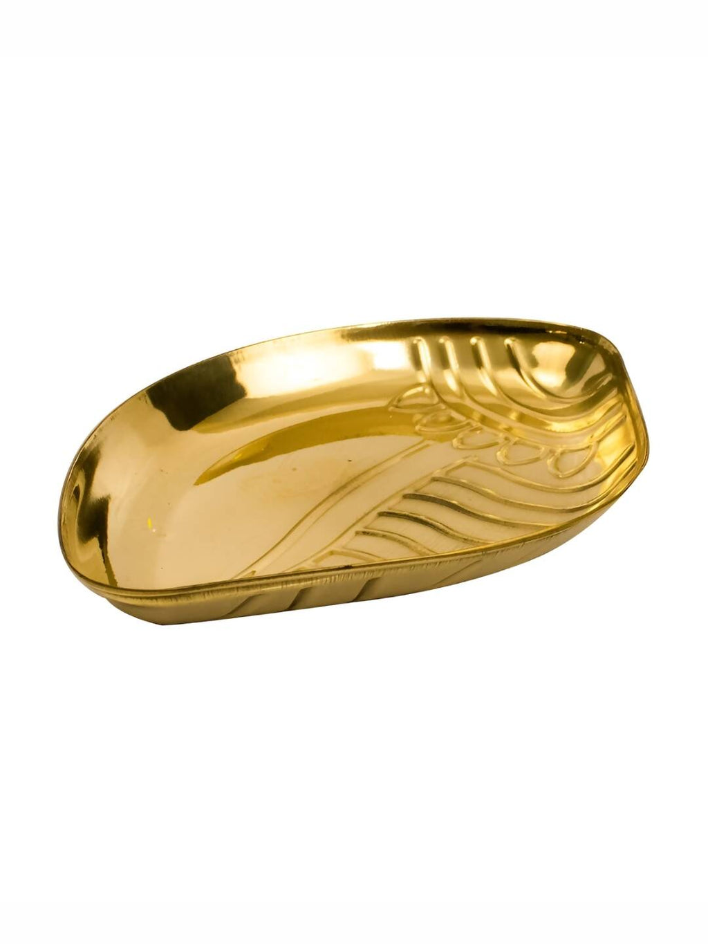 Spillbox Gold-Toned Brass Textured Sangu Thali Pooja Essential