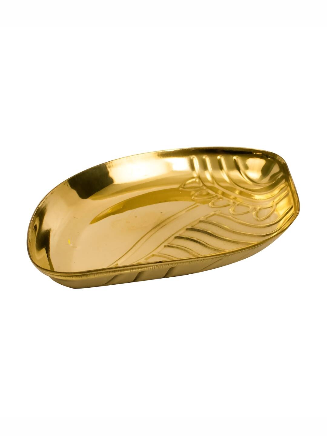 Spillbox Gold-Toned Brass Textured Sangu Thali Pooja Essential