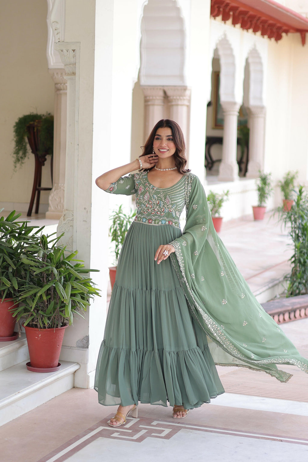 Joban Fashion Pista Readymade Kurta Set With Sequence embroidery Work - Distacart