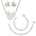 AanyaCentric Gold-plated Mangalsutra Pendant Earring Set & Silver Plated Anklet - Distacart