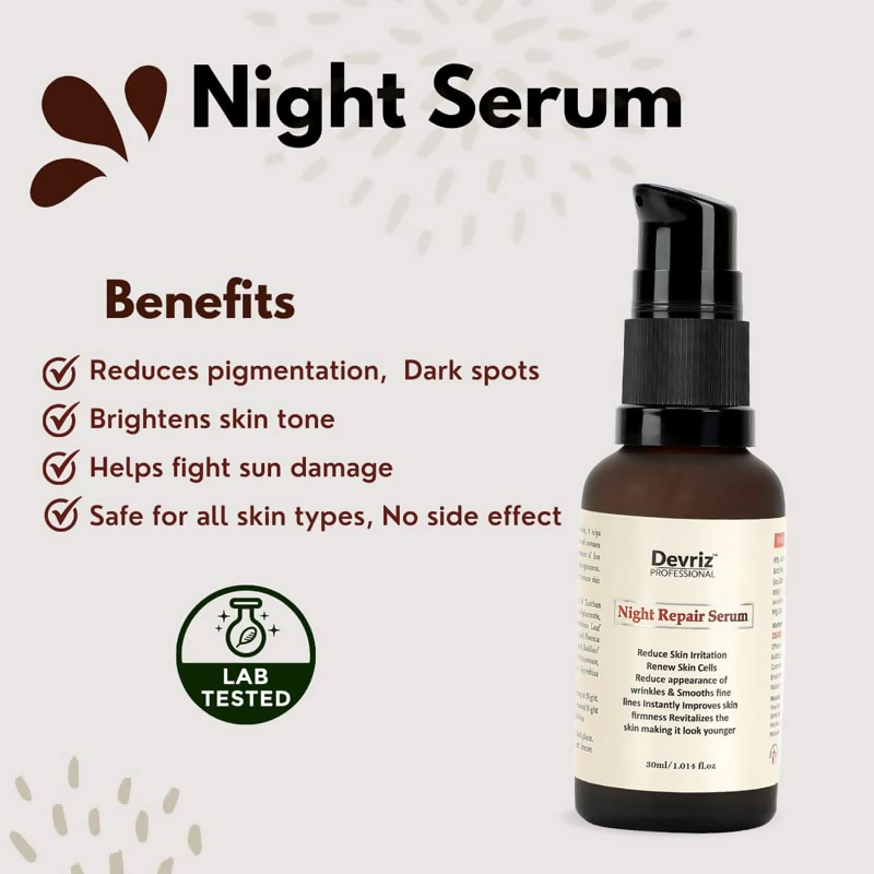 Devriz Professional Skin Night Serum For Dark Spots Uneven Skin Tone