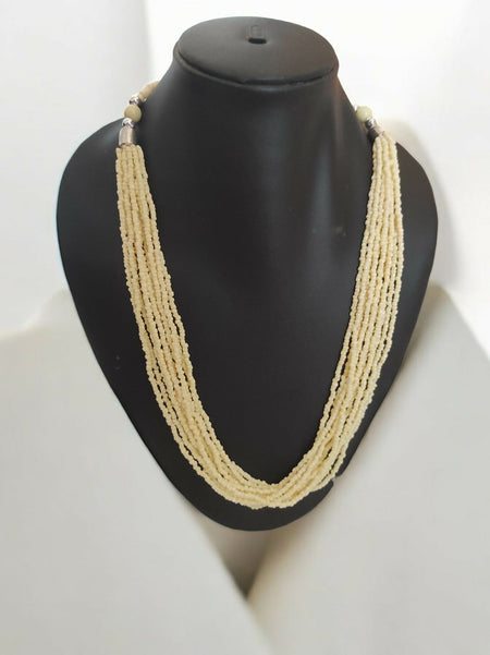 Inhanns Bloom Handmade Beaded Only Necklace - 12 Layers - Cream Necklace
