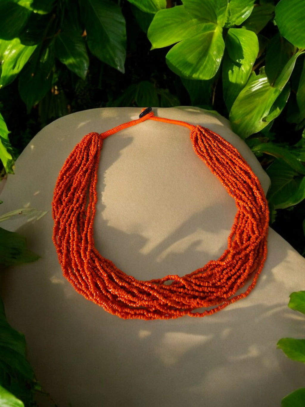 Inhanns Handmade Beaded Multilayer Necklace, 20 Layers - Orange