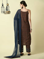 Myshka Women's Multi Straight Kurta & Trousers With Dupatta