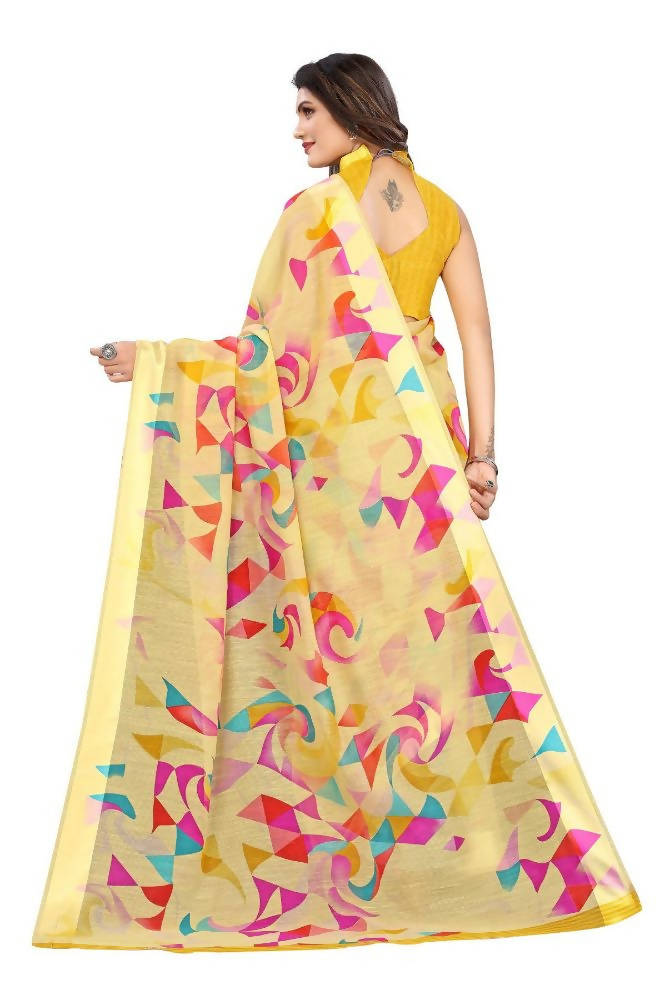 Vamika Yellow Linen Satin Border Saree