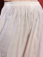 Sequinned & Thread Embroidered Kurta With Pant & Embroidered Dupatta, White - Hiral Fashion - Distacart