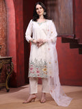 Sequinned & Thread Embroidered Kurta With Pant & Embroidered Dupatta, White - Hiral Fashion - Distacart