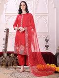 Hem Embroidered Kurta With Pant & Embroidered Dupatta, Pink - Hiral Fashion - Distacart