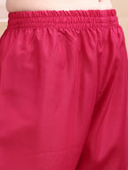 Embroidered Kurta With Pant & Printed Organza Dupatta, Pink - Hiral Fashion - Distacart