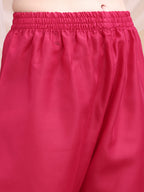 Embroidered Kurta With Pant & Printed Organza Dupatta, Pink - Hiral Fashion - Distacart