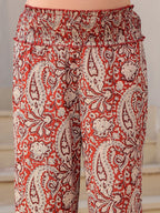 Janasya Dark Cotton Paisley A-Line Top & Bottom Set