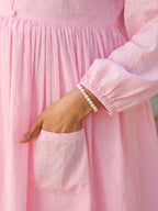 Janasya Light Dobby Cotton Self Design A-Line Kurta Set