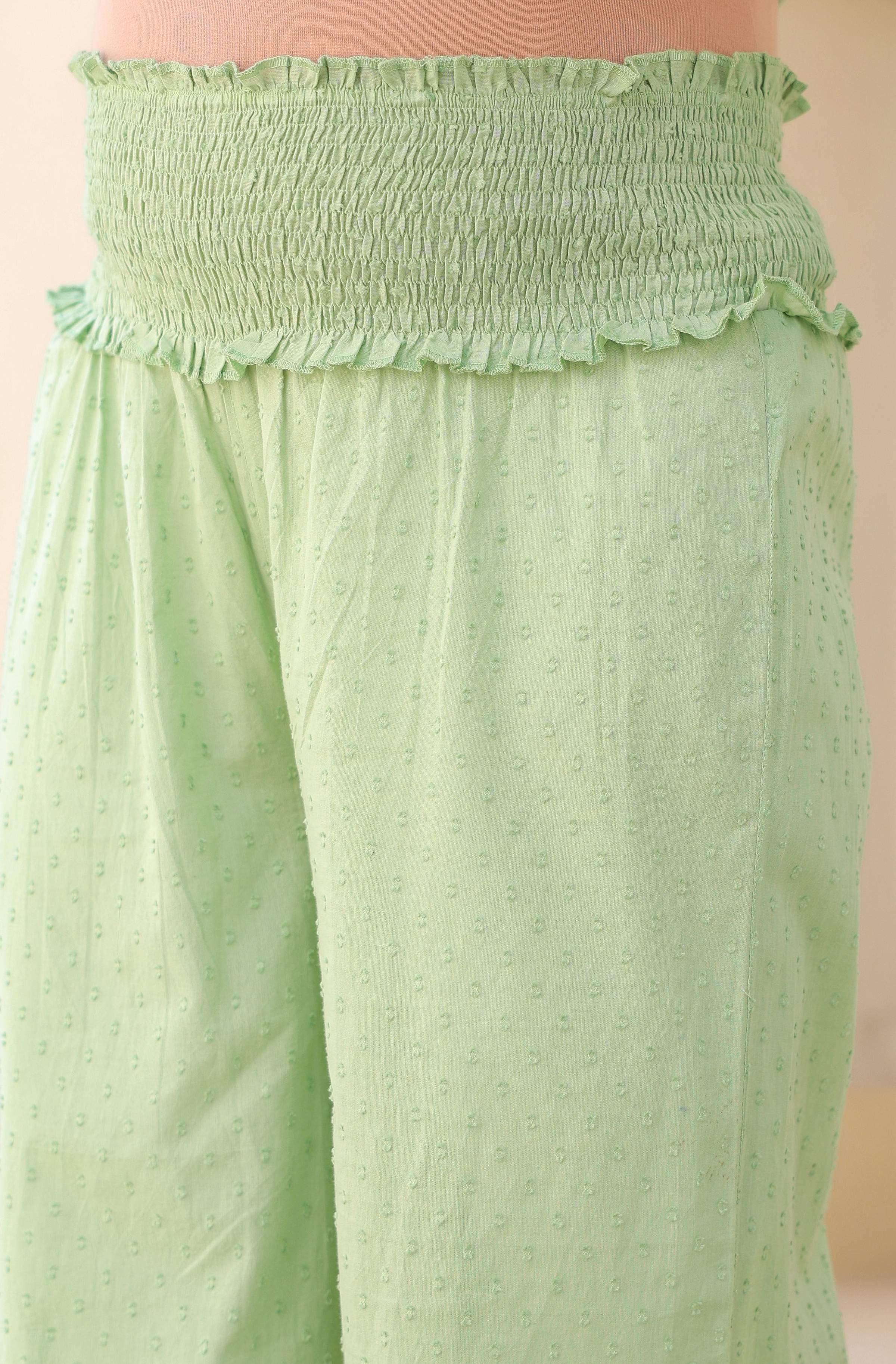 Janasya Light Dobby Cotton Self Design A-Line Kurta Set