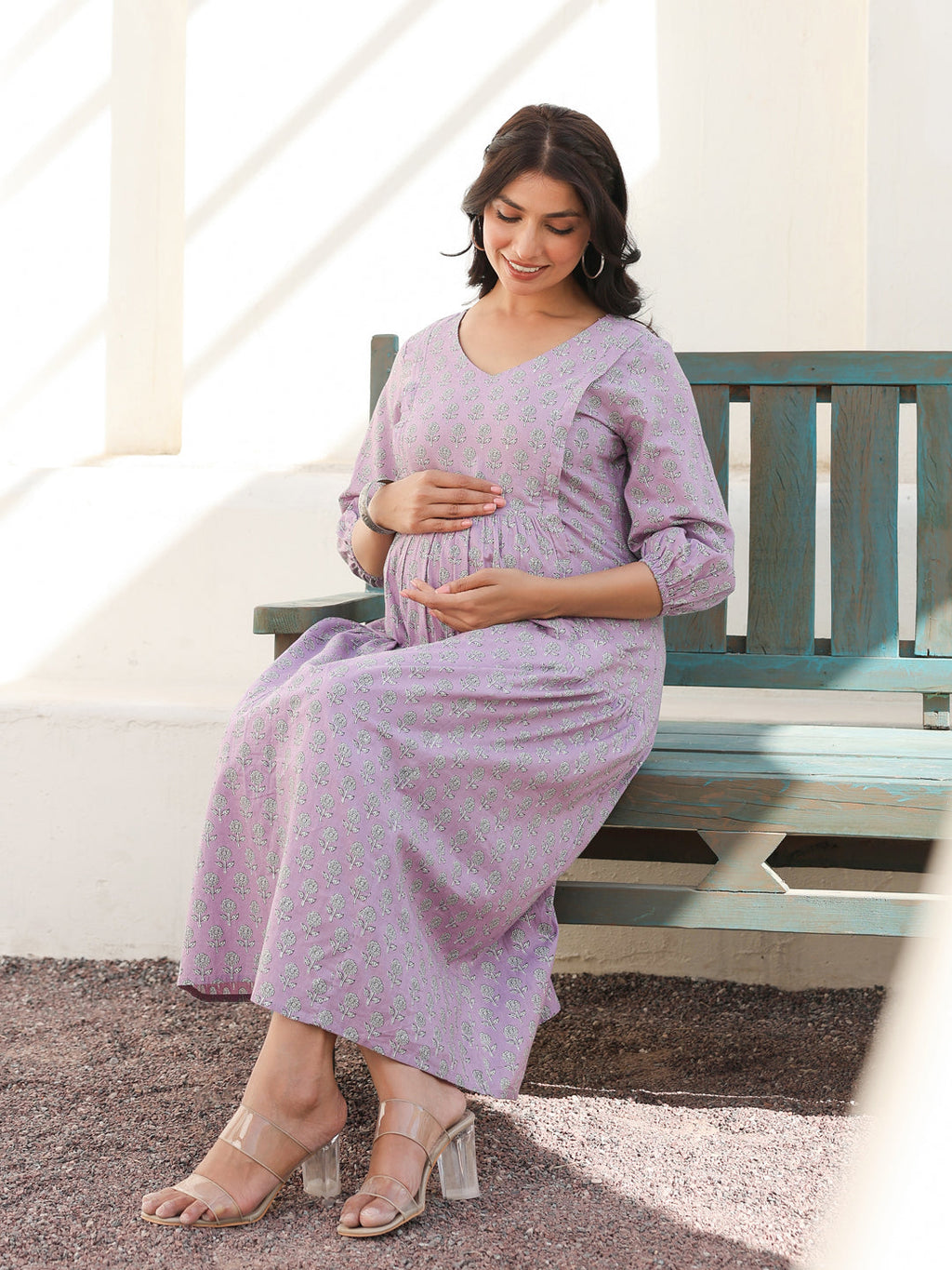 Janasya Light Cotton Floral A-Line Dress - Distacart