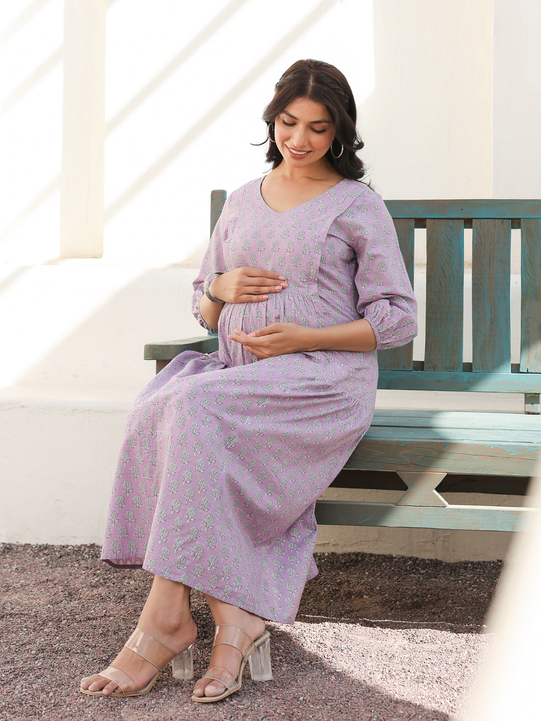 Janasya Light Cotton Floral A-Line Dress - Distacart