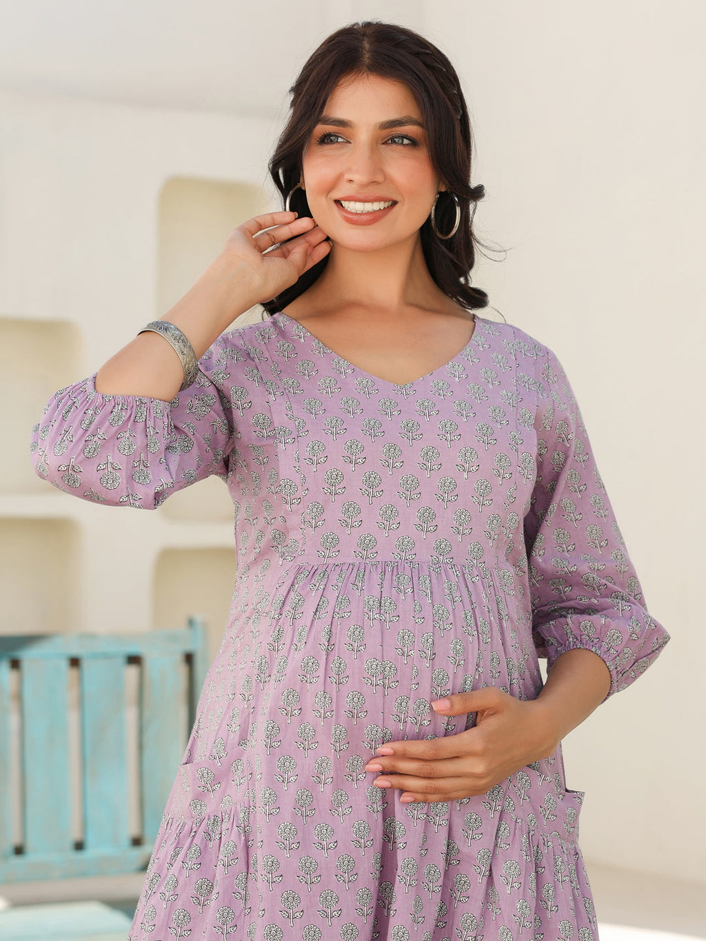 Janasya Light Cotton Floral A-Line Dress - Distacart