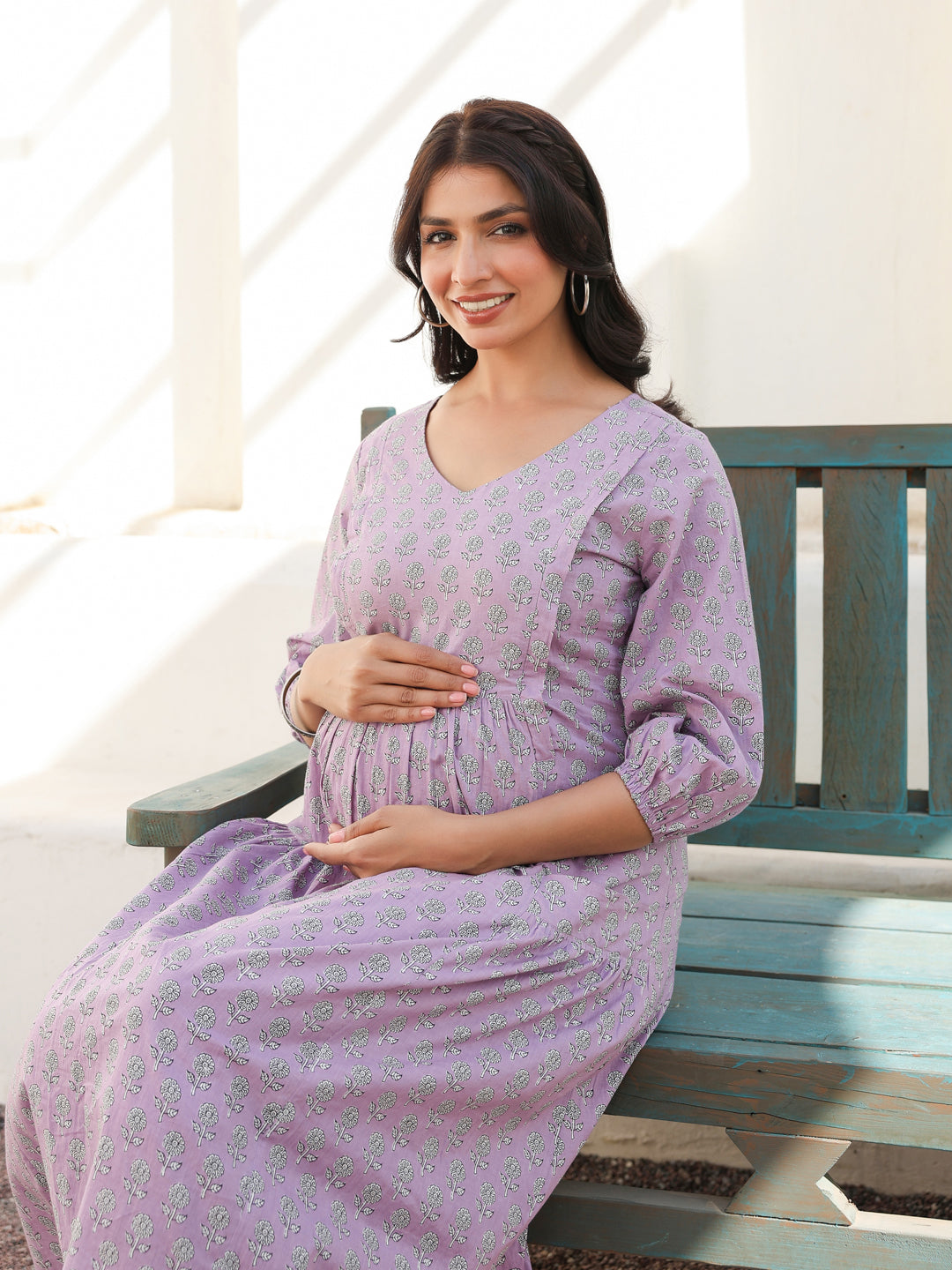 Janasya Light Cotton Floral A-Line Dress - Distacart