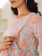 Janasya Light Cotton Floral A-Line Dress - Distacart