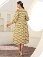 Janasya Light Cotton Floral A-Line Dress - Distacart