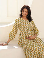Janasya Light Cotton Floral A-Line Dress - Distacart