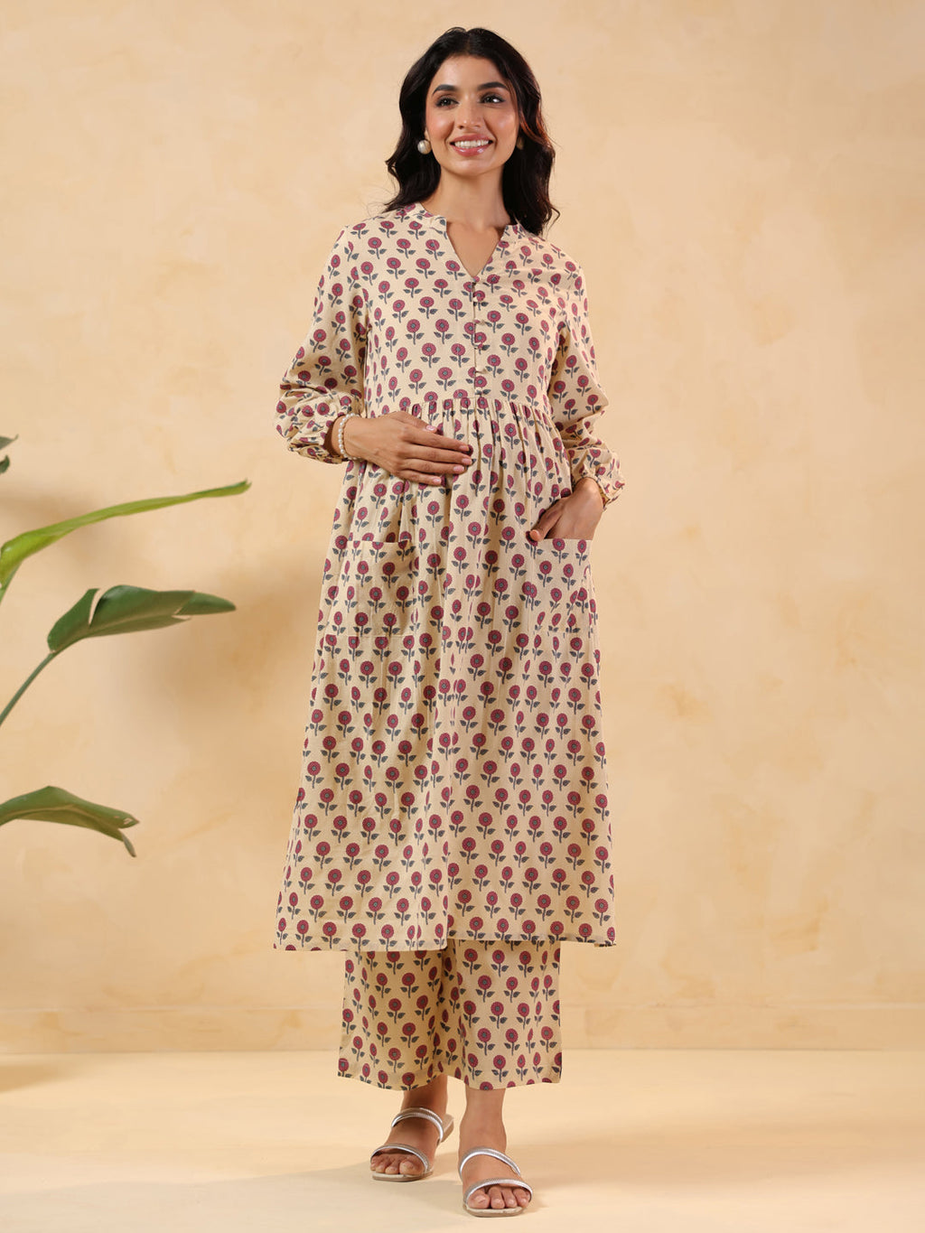 Janasya Light Cotton Floral A-Line Kurta Set - Distacart