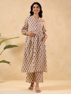 Janasya Light Cotton Floral A-Line Kurta Set - Distacart
