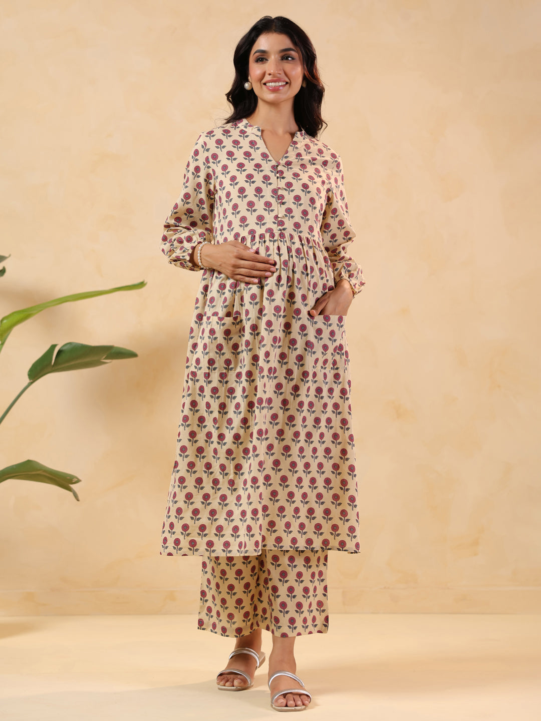 Janasya Light Cotton Floral A-Line Kurta Set - Distacart