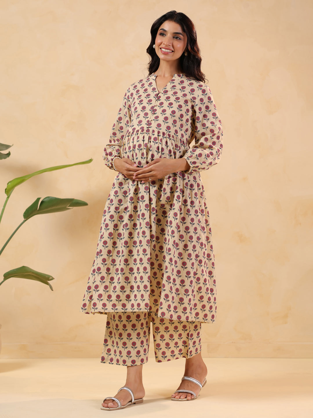 Janasya Light Cotton Floral A-Line Kurta Set - Distacart