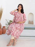Janasya Light Cotton Floral Gathered Kurta - Distacart