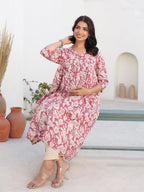 Janasya Light Cotton Floral Gathered Kurta - Distacart