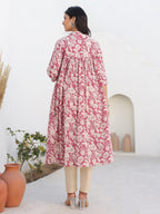 Janasya Light Cotton Floral Gathered Kurta - Distacart