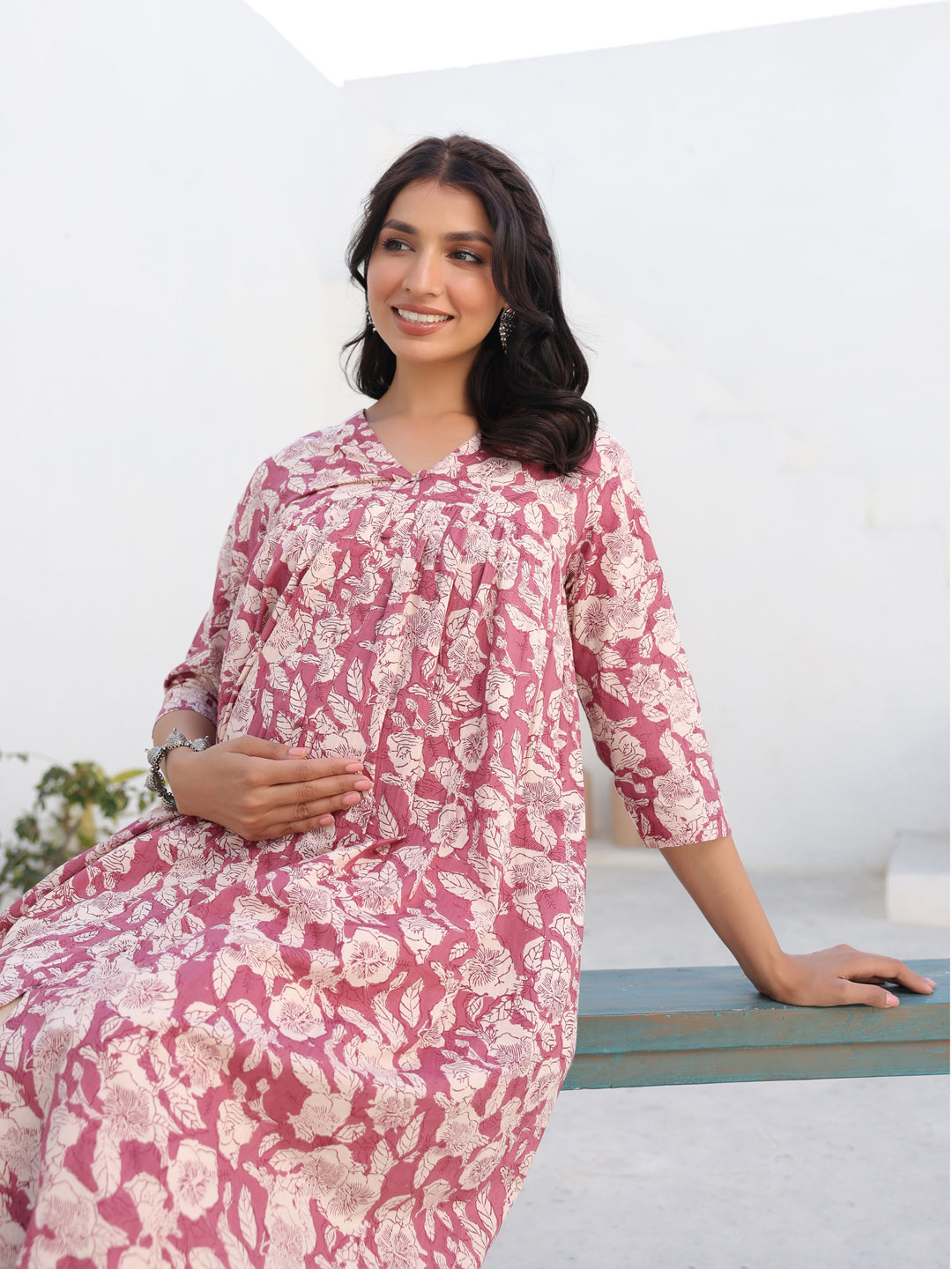 Janasya Light Cotton Floral Gathered Kurta - Distacart