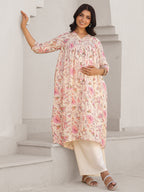 Janasya Light Cotton Floral A-Line Kurta - Distacart