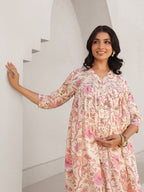 Janasya Light Cotton Floral A-Line Kurta - Distacart