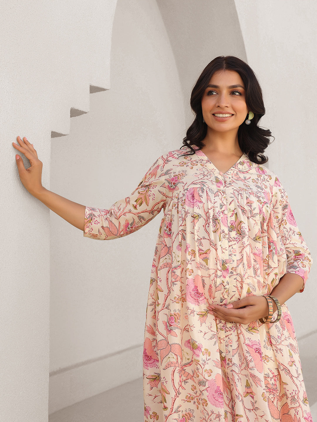 Janasya Light Cotton Floral A-Line Kurta - Distacart