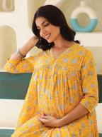Janasya Bright Cotton Floral Gathered Kurta - Distacart