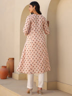Janasya Light Cotton Floral A-Line Kurta