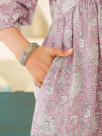 Janasya Light Cotton Floral A-Line Kurta