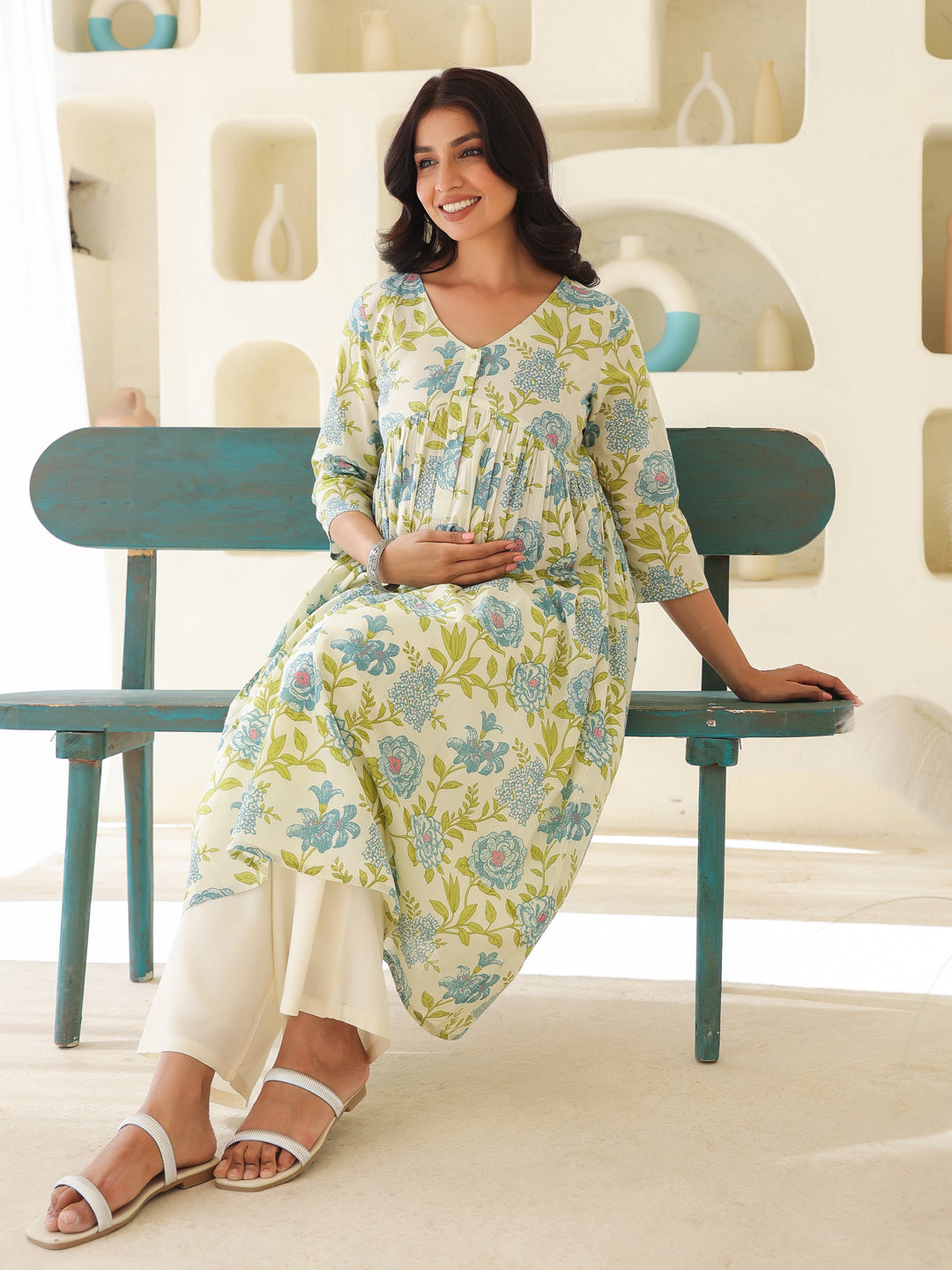 Janasya Light Cotton Floral A-Line Kurta - Distacart