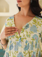 Janasya Light Cotton Floral A-Line Kurta - Distacart