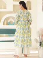 Janasya Light Cotton Floral A-Line Kurta - Distacart