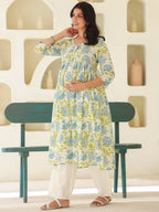 Janasya Light Cotton Floral A-Line Kurta - Distacart