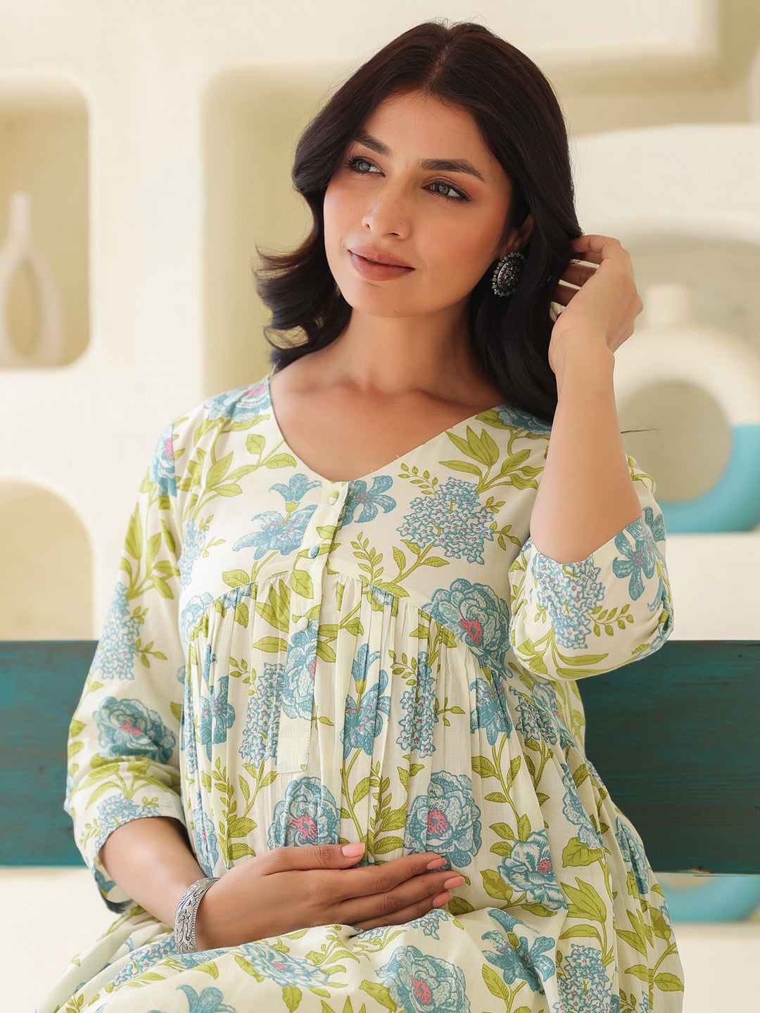 Janasya Light Cotton Floral A-Line Kurta - Distacart