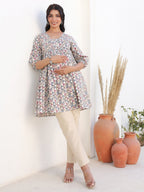 Janasya Light Cotton Geometric A-Line Tunic - Distacart