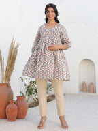 Janasya Light Cotton Geometric A-Line Tunic - Distacart